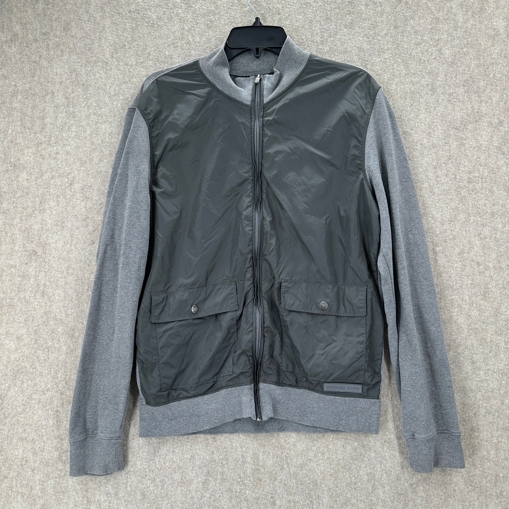 Michael Kors Men's Bomber Jacket Gray Nylon Cotton Blend Zip Pockets‎ Size M